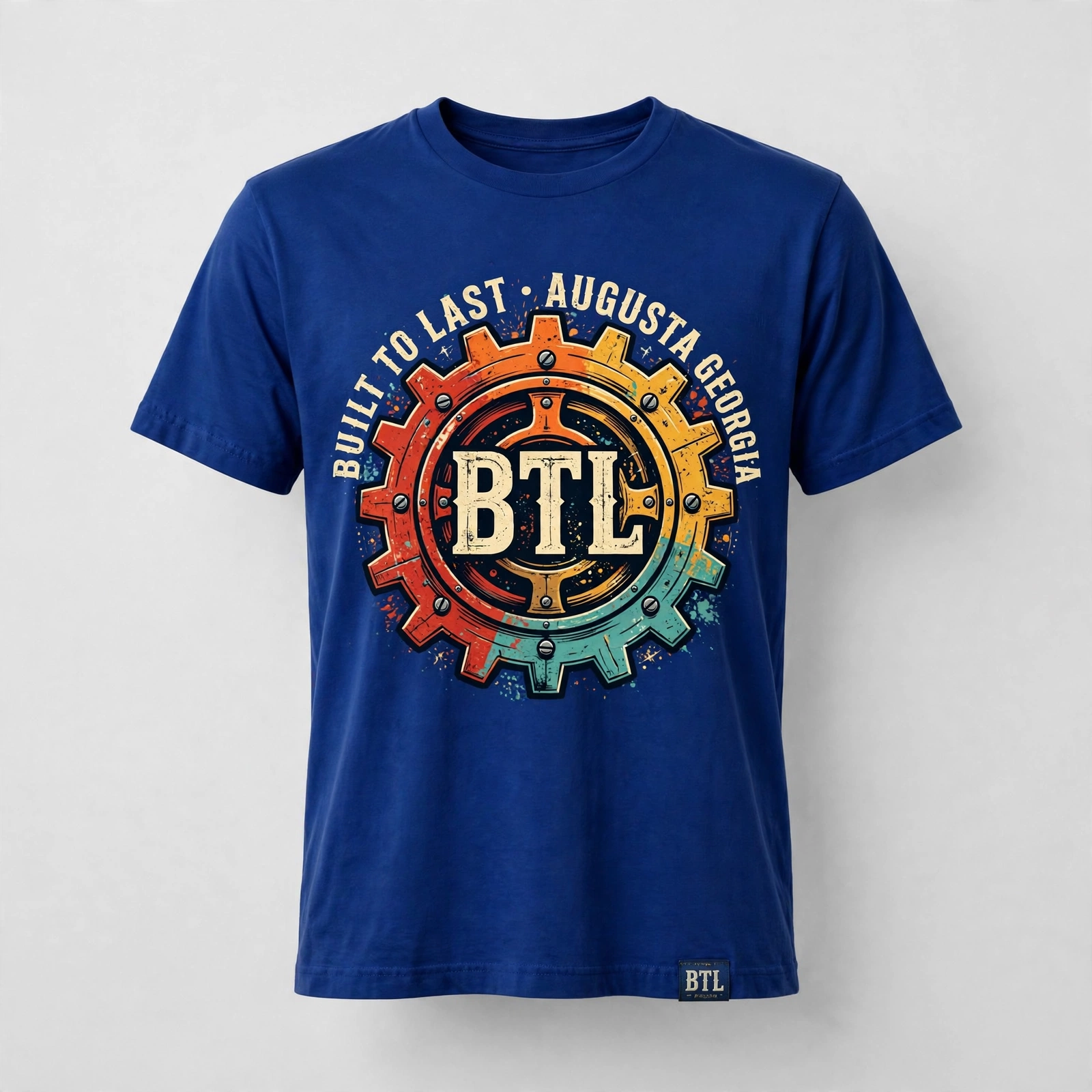 Royal blue Built to Last T-shirt with BTL gear emblem
